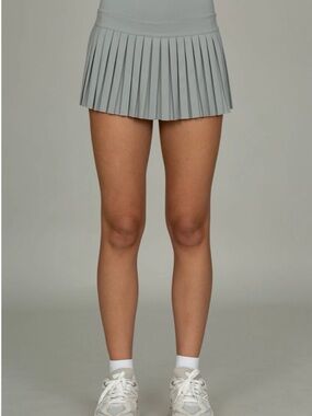 Goldhinge Pleated Tennis Skirt in DARK Gray